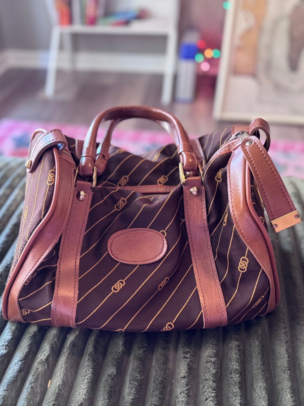 Vintage Monogram Structured Satchel Brown Cognac Gold Doctor Bag